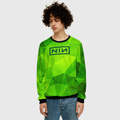 Мужской свитшот Nine Inch Nails green poly / 3D-Черный – фото 3