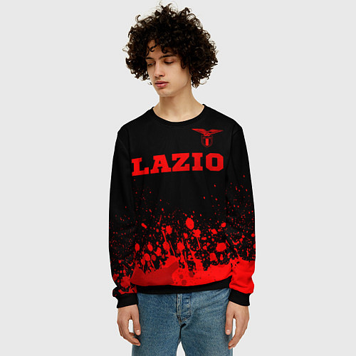 Мужской свитшот Lazio - red gradient посередине / 3D-Черный – фото 3