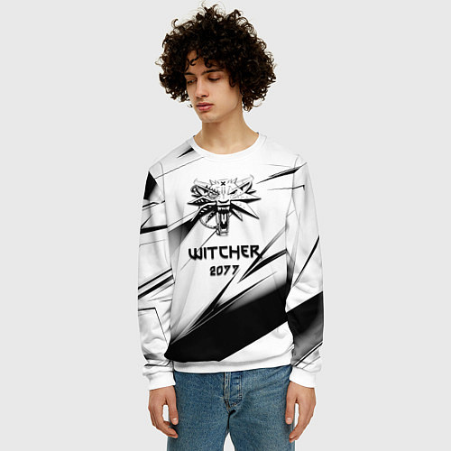 Мужской свитшот Ведьмак stripes / 3D-Белый – фото 3