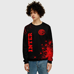 Свитшот мужской Inter - red gradient вертикально, цвет: 3D-черный — фото 2