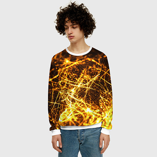 Мужской свитшот Текстура золотые нити / 3D-Белый – фото 3