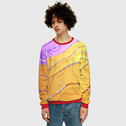 Свитшот мужской Фиолетово-золотая текстура с блестяшками, цвет: 3D-красный — фото 2