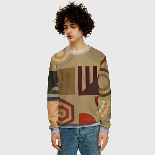 Мужской свитшот Геометрические фигуры 2025 / 3D-Меланж – фото 3