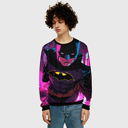 Свитшот мужской Бэтмен в фиолетовом свете, цвет: 3D-черный — фото 2