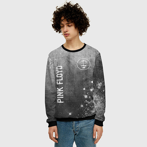 Мужской свитшот Pink Floyd - grey gradient вертикально / 3D-Черный – фото 3