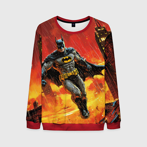 Мужской свитшот Бэтмен застыл в воздухе / 3D-Красный – фото 1