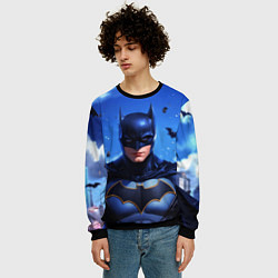 Свитшот мужской Бэтмен синее небо, цвет: 3D-черный — фото 2