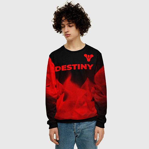 Мужской свитшот Destiny - red gradient посередине / 3D-Черный – фото 3