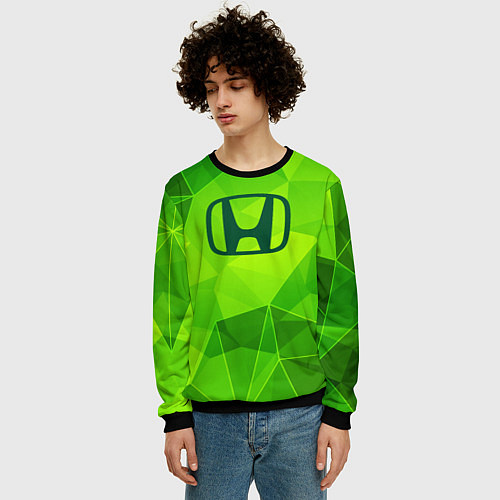 Мужской свитшот Honda green poly / 3D-Черный – фото 3