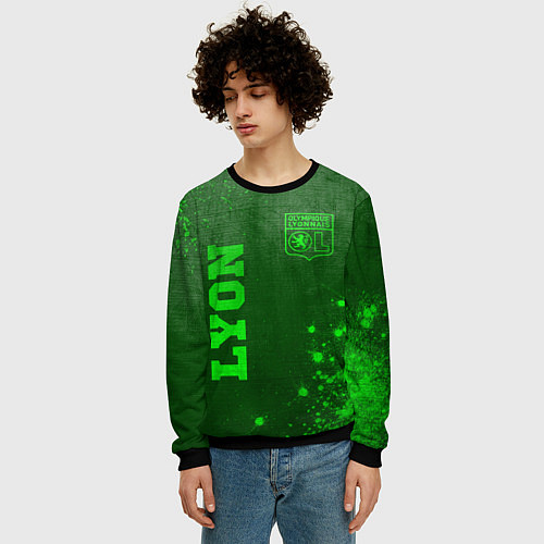 Мужской свитшот Lyon - green gradient вертикально / 3D-Черный – фото 3