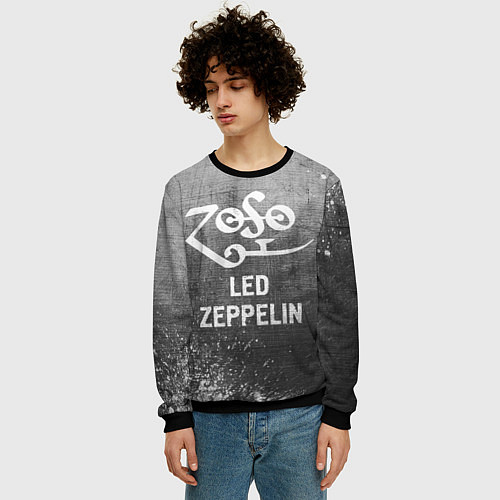 Мужской свитшот Led Zeppelin - grey gradient / 3D-Черный – фото 3