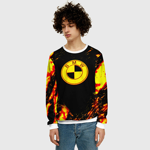 Мужской свитшот BMW огненные краски / 3D-Белый – фото 3