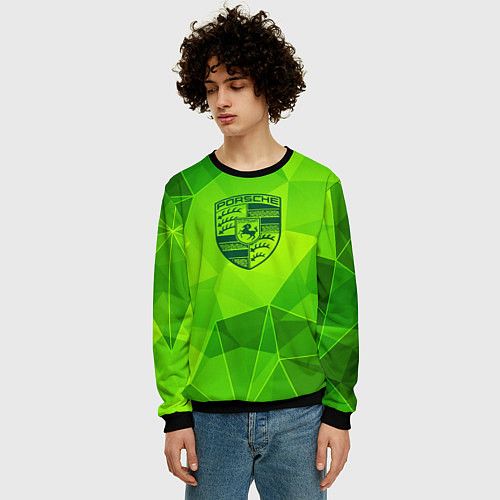 Мужской свитшот Porsche green poly / 3D-Черный – фото 3
