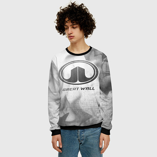 Мужской свитшот Great Wall - white gradient / 3D-Черный – фото 3