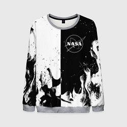 Мужской свитшот Nasa черно белый огонь
