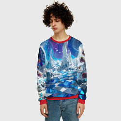Свитшот мужской Космический фантастический пейзаж, цвет: 3D-красный — фото 2