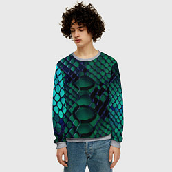 Свитшот мужской Бирюзовая змеиная кожа, цвет: 3D-меланж — фото 2