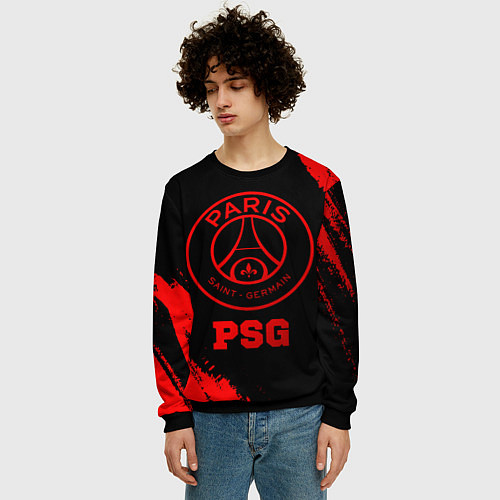Мужской свитшот PSG - red gradient / 3D-Черный – фото 3