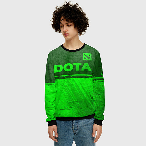 Мужской свитшот Dota - green gradient посередине / 3D-Черный – фото 3
