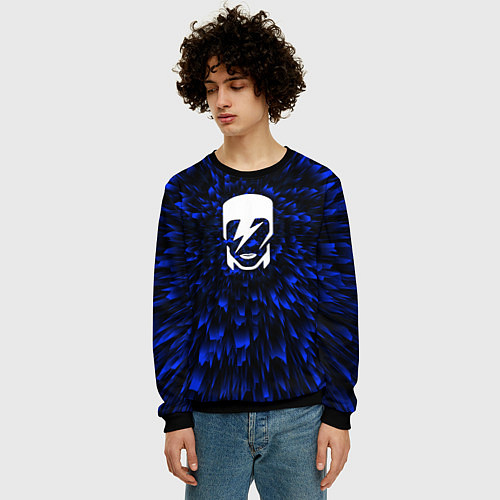 Мужской свитшот David Bowie blue energy / 3D-Черный – фото 3