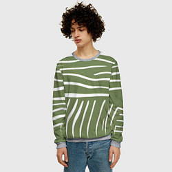 Свитшот мужской Полоски зеленой зебры, цвет: 3D-меланж — фото 2