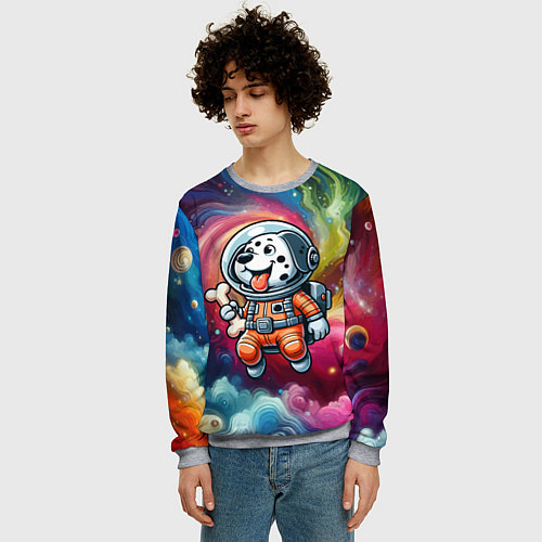 Мужской свитшот Funny dalmatian puppy - ai art / 3D-Меланж – фото 3