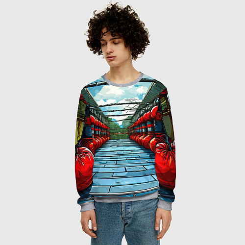 Мужской свитшот Зал Муай Тай / 3D-Меланж – фото 3