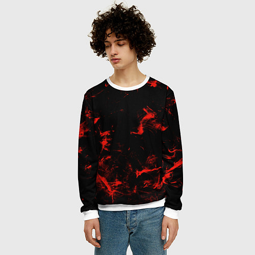 Мужской свитшот Color red black / 3D-Белый – фото 3