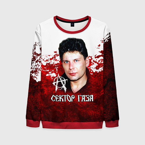 Мужской свитшот Юрий Хой бело-красный фон / 3D-Красный – фото 1