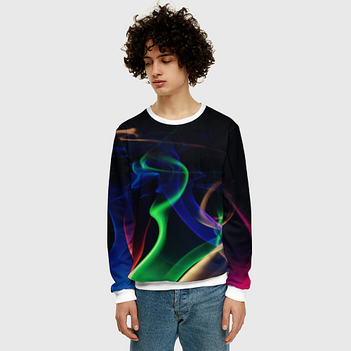 Мужской свитшот Color blue green red / 3D-Белый – фото 3