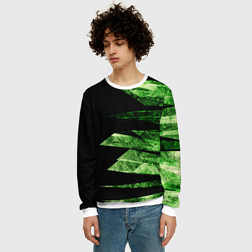 Мужской свитшот Color green black / 3D-Белый – фото 3