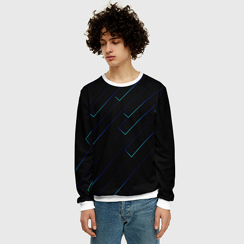 Мужской свитшот Color blue black / 3D-Белый – фото 3