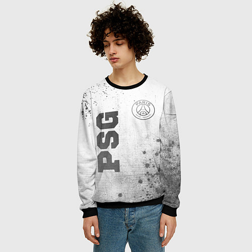 Мужской свитшот PSG - white gradient вертикально / 3D-Черный – фото 3