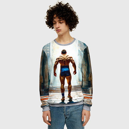 Мужской свитшот Греко-римский борец / 3D-Меланж – фото 3