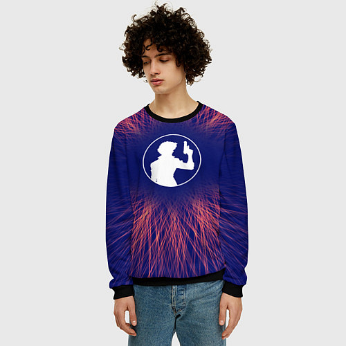 Мужской свитшот Cowboy Bebop red energy / 3D-Черный – фото 3