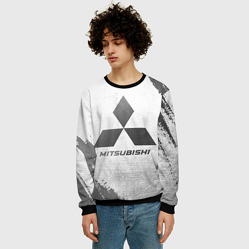 Мужской свитшот Mitsubishi - white gradient / 3D-Черный – фото 3