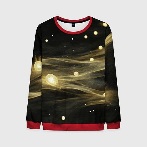 Мужской свитшот Золотистый свет на черной текстуре / 3D-Красный – фото 1