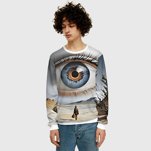 Мужской свитшот Глаз в пустыне / 3D-Белый – фото 3