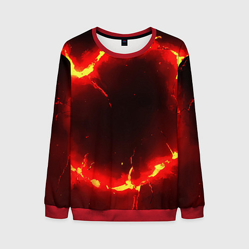 Мужской свитшот Красный круг из огня текстура / 3D-Красный – фото 1
