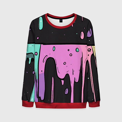 Мужской свитшот Стекающая краска текстура / 3D-Красный – фото 1