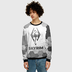 Свитшот мужской Skyrim - white gradient, цвет: 3D-черный — фото 2