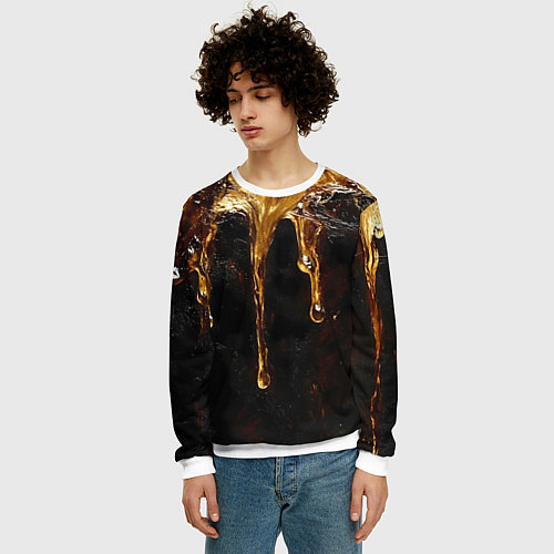 Мужской свитшот Стекающий мед - текстура / 3D-Белый – фото 3