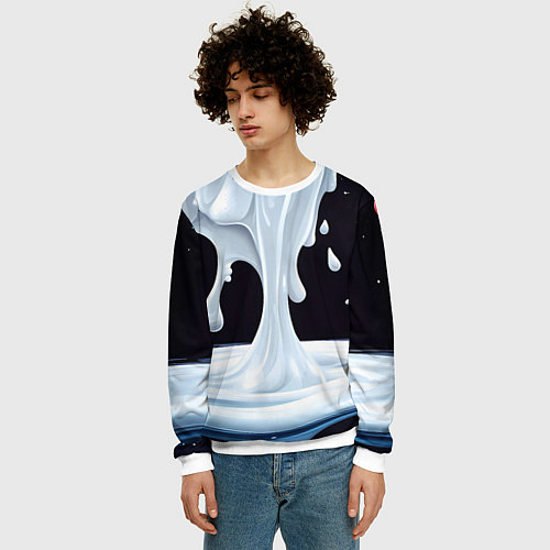 Мужской свитшот Молочная текстура / 3D-Белый – фото 3