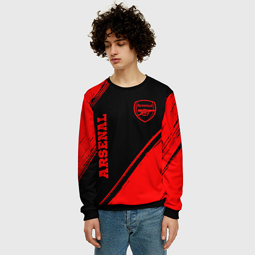 Мужской свитшот Arsenal - red gradient вертикально / 3D-Черный – фото 3