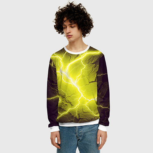 Мужской свитшот Color yellow black / 3D-Белый – фото 3