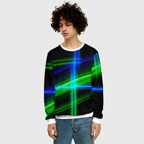 Мужской свитшот Color blue black green / 3D-Белый – фото 3