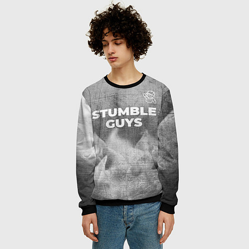Мужской свитшот Stumble Guys - grey gradient посередине / 3D-Черный – фото 3