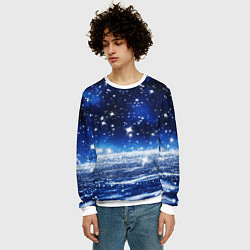 Свитшот мужской Космический синий абстрактный фон - текстура, цвет: 3D-белый — фото 2