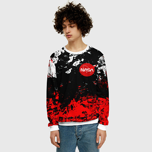 Мужской свитшот Nasa краски / 3D-Белый – фото 3