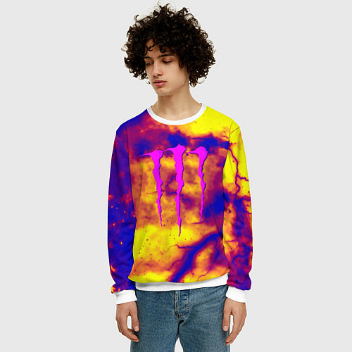 Мужской свитшот Monster energy storm grunge / 3D-Белый – фото 3